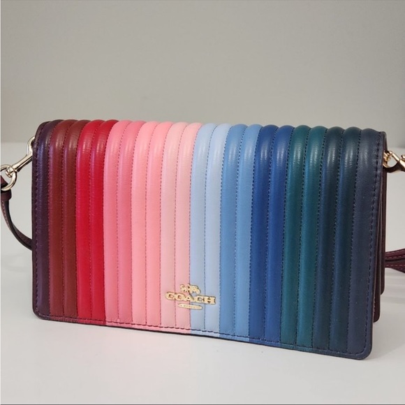 Coach Handbags - Coach anna fold over crossbody clutch bag rainbow